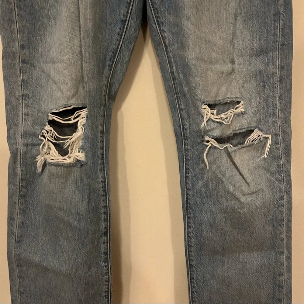 Levi's 501 Jeans Slim Taper Denim Distressed Blue Men's 30 W 28 L 100% Cotton